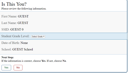 Students select their grade